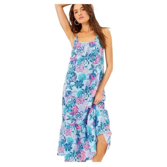 Lilly Pulitzer Dresses & Skirts - Lilly Pulitzer Amerie Linen Midi Dress Multi Bahamas Beachcomber Size XL
